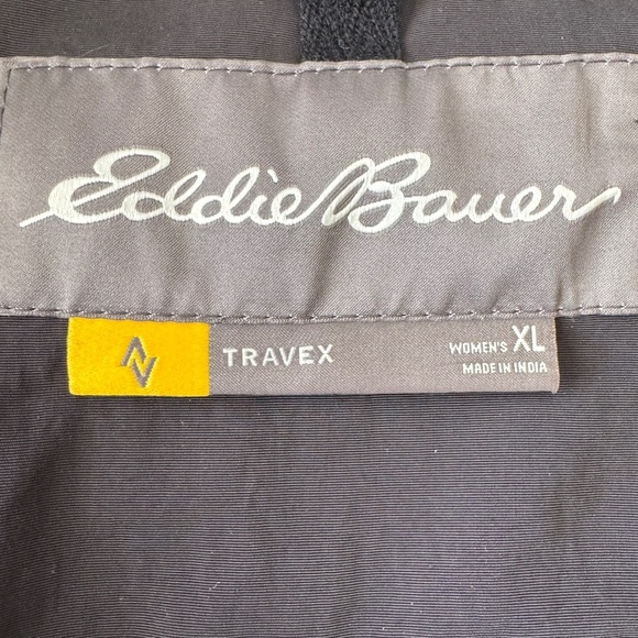 Eddie Bauer Travex Women's XL Windbreaker Jacket Full Zip Black Roll Tab Sleeve - Picture 2 of 16